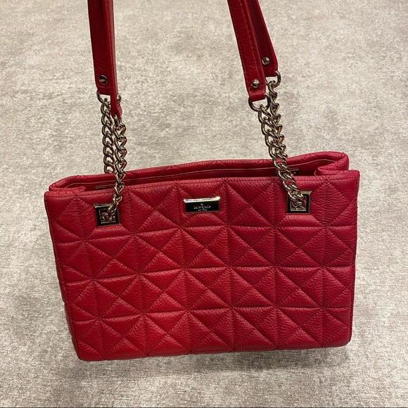 Kate Spade NY Sedgewick Place Small Phoebe Shoulder Bag Red Quilted Leather - Picture 13 of 15
